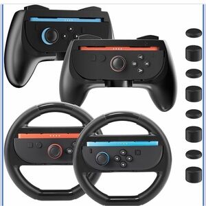 💜2Pack Hand Grips & 2Pack Steering Wheel Compatible with Switch2 Console joycons